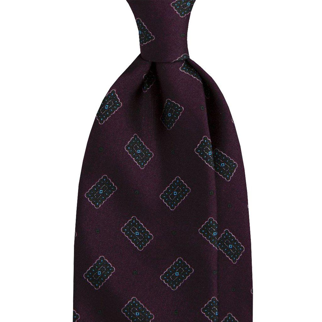 Mannergram - Purple Medallion Printed Handmade Silk Tie - The Suitcase