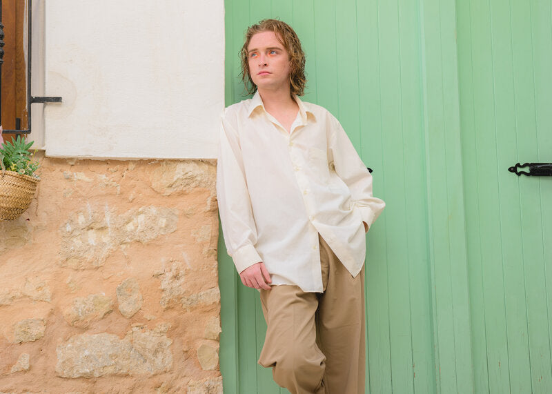 man wearing linen pants