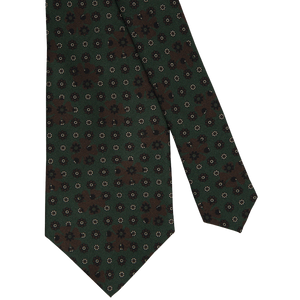 Mannergram - Dark Green Floral Printed Silk Tie - 3 Fold - The Suitcase