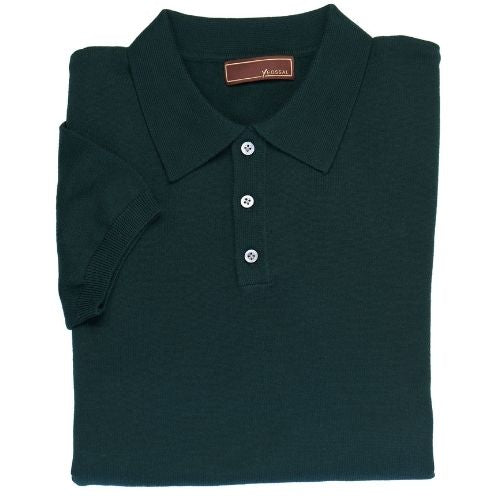 Yeossal - Olive Knitted Cashmere Short Sleeve Polo - The Suitcase