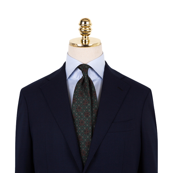 Mannergram - Dark Green Floral Printed Silk Tie - 3 Fold - The Suitcase