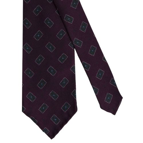 Mannergram - Purple Medallion Printed Handmade Silk Tie - The Suitcase