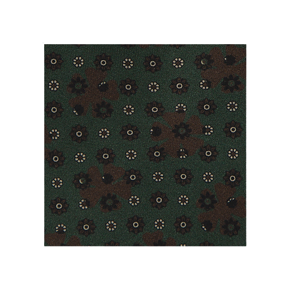 Mannergram - Dark Green Floral Printed Silk Tie - 3 Fold - The Suitcase