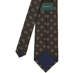 Mannergram - Brown Jacguard Floral Printed Silk Tie - 3 Fold - The Suitcase