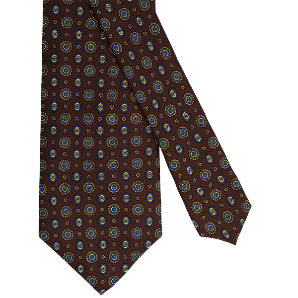 Mannergram - Brown Floral Printed Silk Tie - 3 Fold - The Suitcase