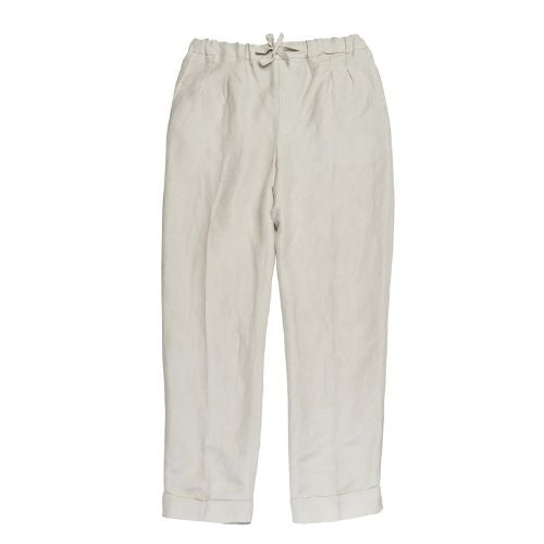 Amauri - Neutral Linen Pleated  Pants - The Suitcase