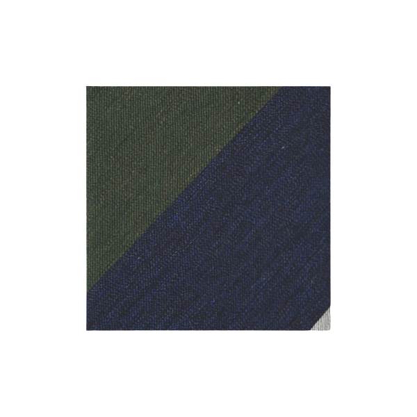 Mannergram - Navy Olive Grey Stripe Silk Tie - 3 Fold - The Suitcase