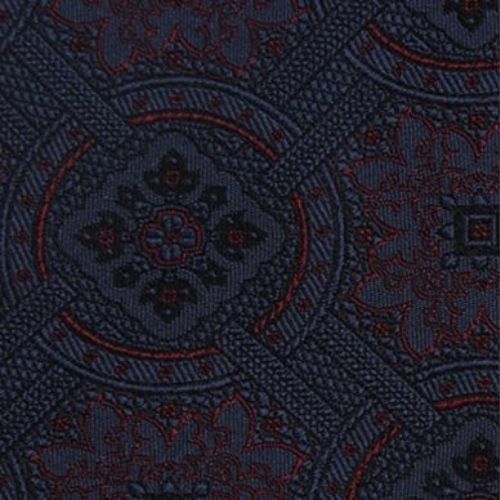 Mannergram - Navy Wine Arabesque Pattern Silk Tie - 3 Fold - The Suitcase