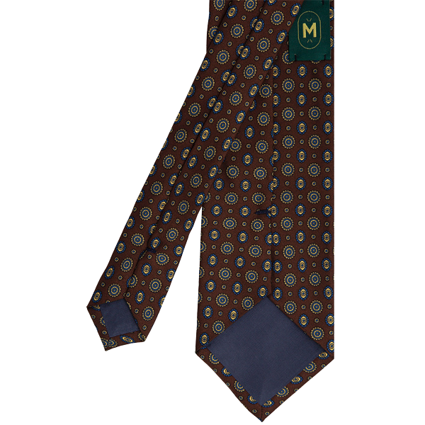 Mannergram - Brown Floral Printed Silk Tie - 3 Fold - The Suitcase