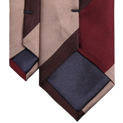 Mannergram - Beige Brown Stripe Silk Tie - 3 Fold - The Suitcase