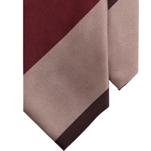 Mannergram - Beige Brown Stripe Silk Tie - 3 Fold - The Suitcase