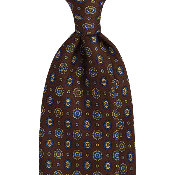 Mannergram - Brown Floral Printed Silk Tie - 3 Fold - The Suitcase