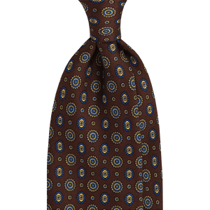Mannergram - Brown Floral Printed Silk Tie - 3 Fold - The Suitcase