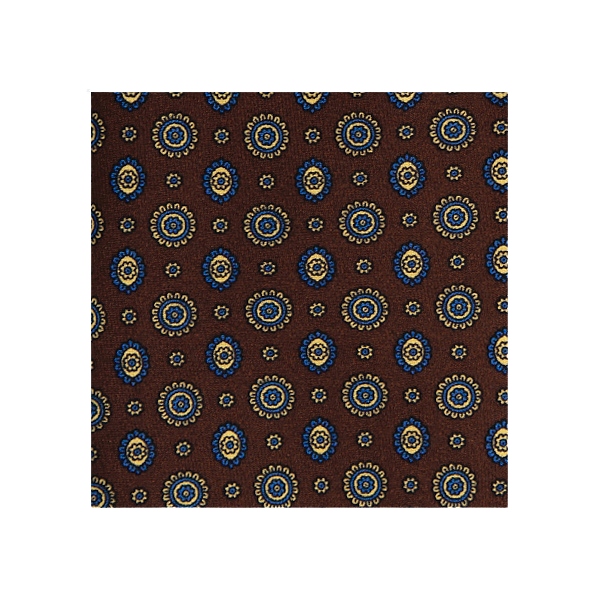 Mannergram - Brown Floral Printed Silk Tie - 3 Fold - The Suitcase