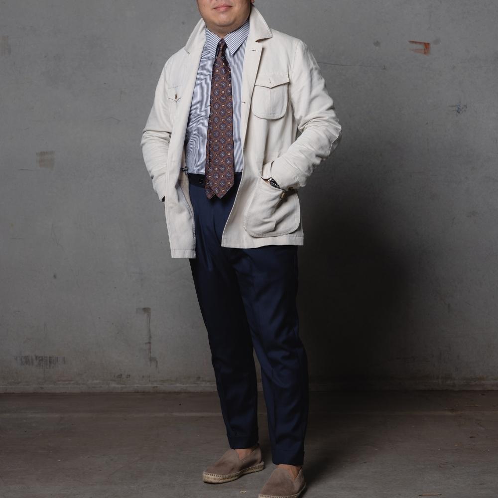 Mannergram - Brown Navy Floral Printed Handmade Silk Tie - The Suitcase