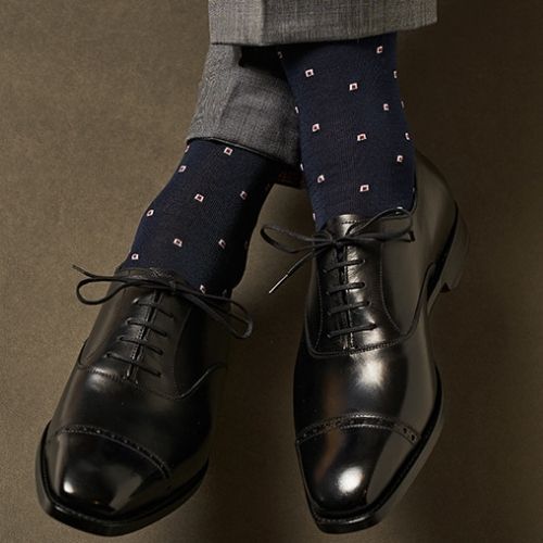Edward Max - Navy Box Socks - The Suitcase