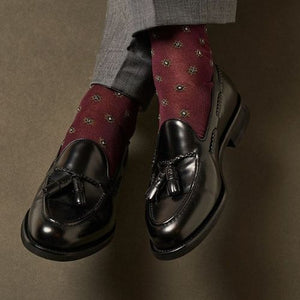 Edward Max - Burgundy Shield Socks - The Suitcase