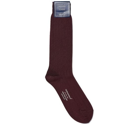 Edward Max - Burgundy Stripe Socks - The Suitcase