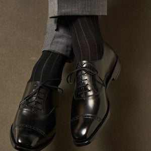 Edward Max - Black and Green Stripe Socks - The Suitcase