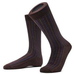 Edward Max - Brown And Blue Stripe Socks - The Suitcase
