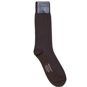 Edward Max - Brown And Blue Stripe Socks - The Suitcase