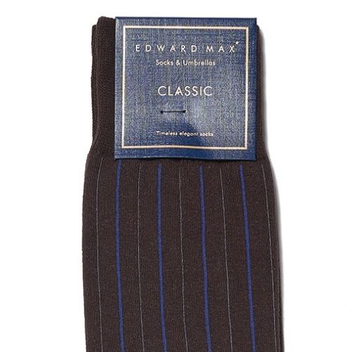 Edward Max - Brown And Blue Stripe Socks - The Suitcase