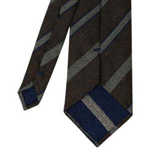 Mannergram - Brown Navy Arrow Stripe Silk Tie - 3 Fold - The Suitcase