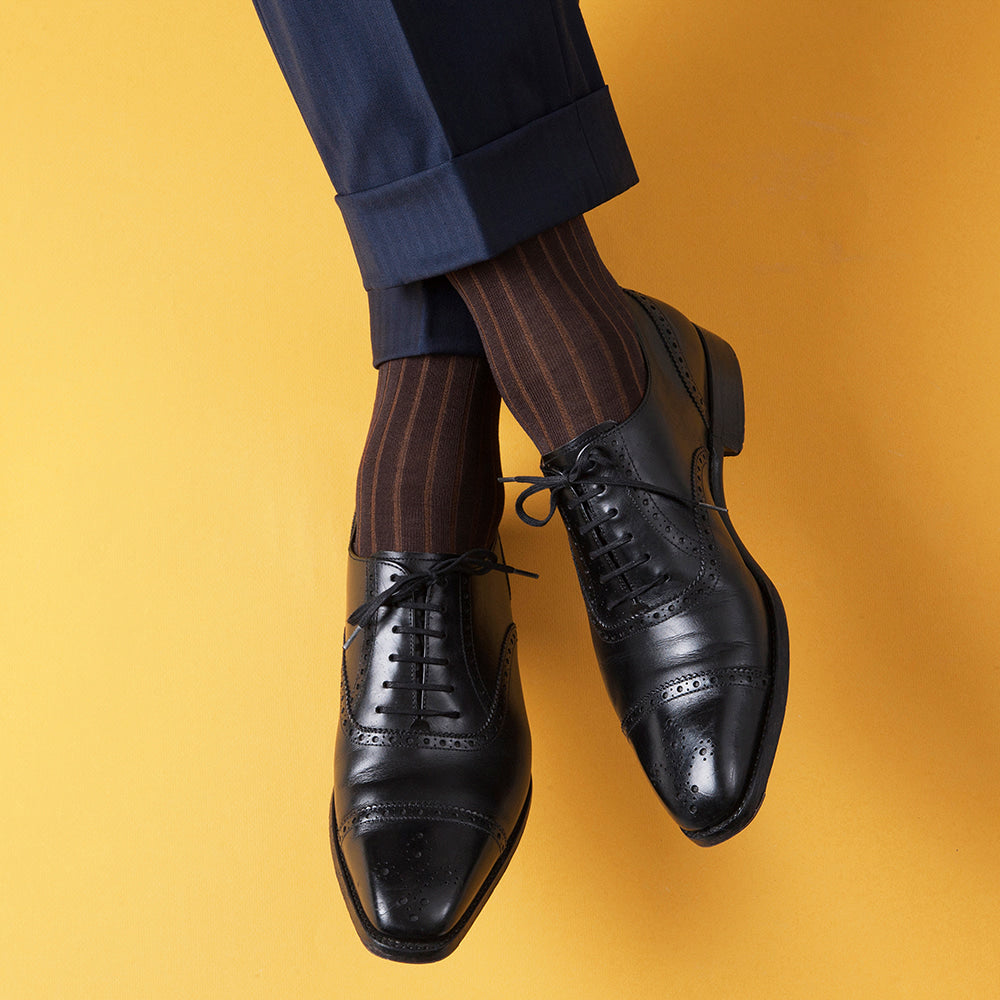 Edward Max - Brown Stripe Socks - The Suitcase