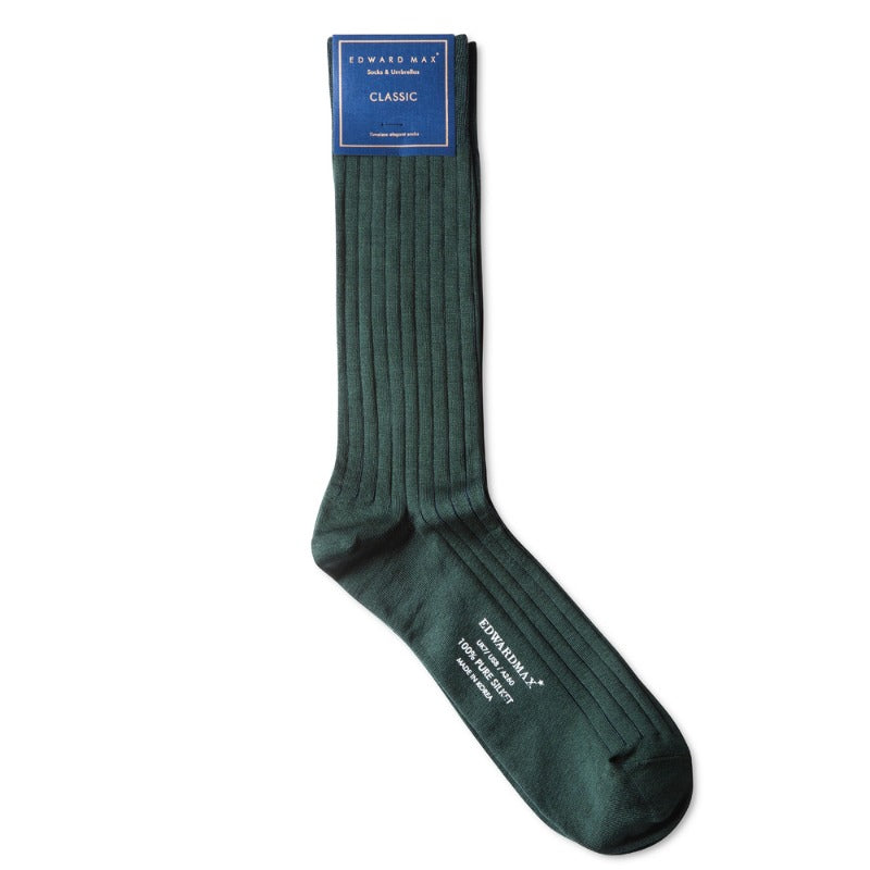 Edward Max - Dark Green Stripe Socks - The Suitcase