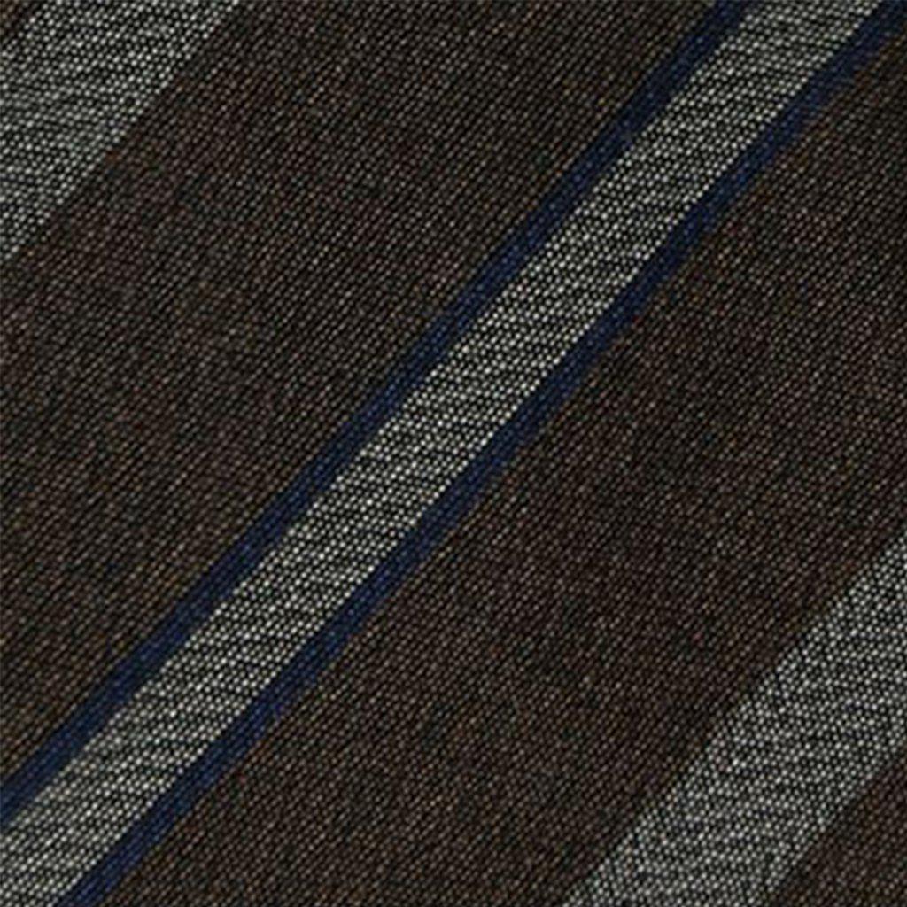 Mannergram - Brown Navy Arrow Stripe Silk Tie - 3 Fold - The Suitcase